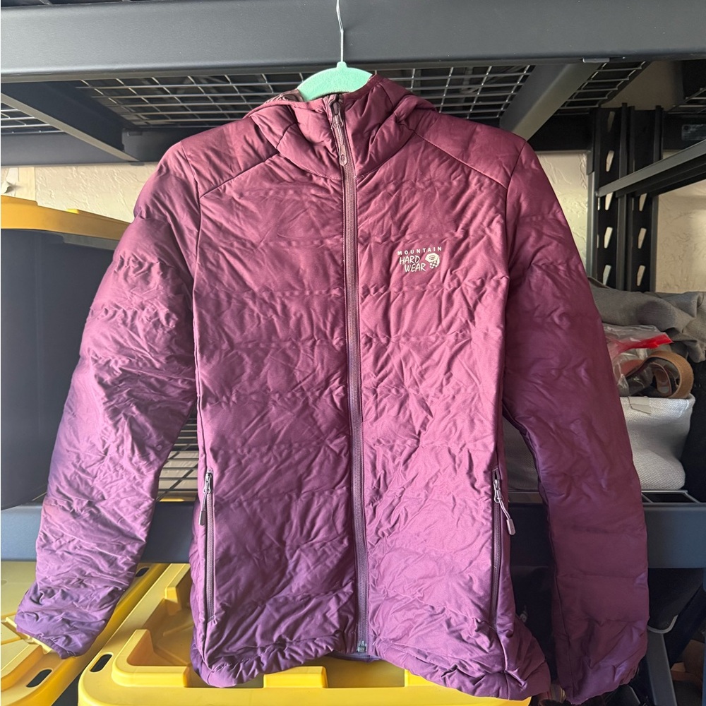 Mountain Hardware StretchDown Hooded Purple Puffer Jacket